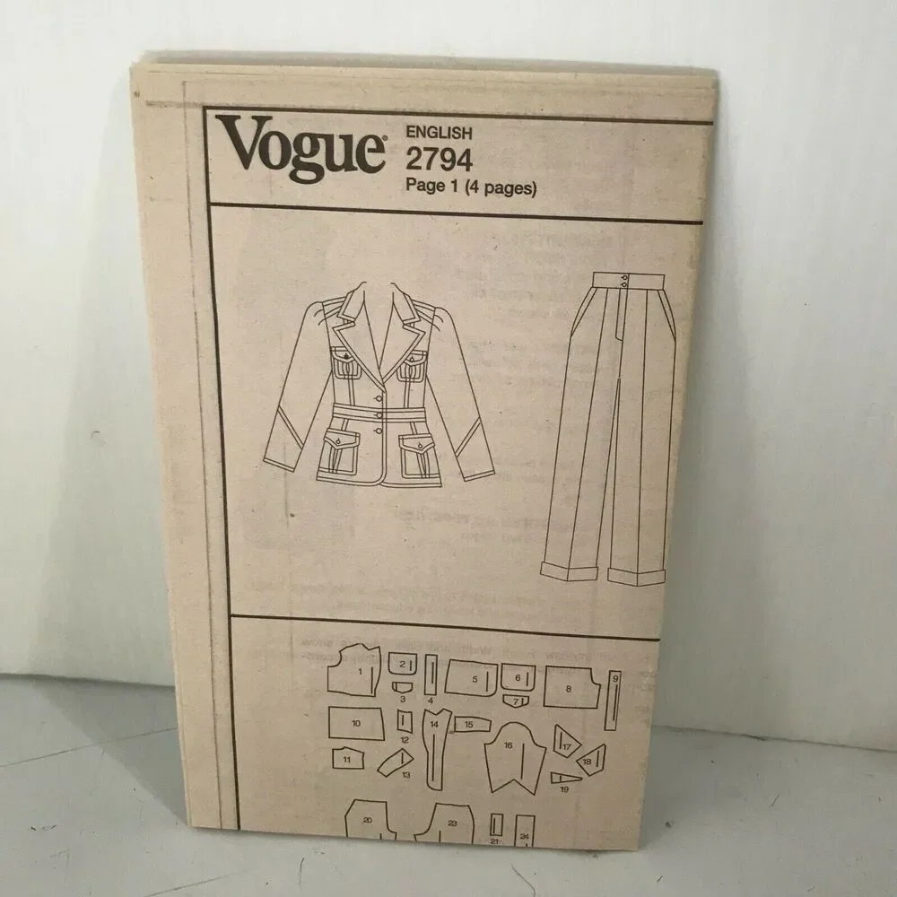 #V2794 Vogue Womens suit sewing pattern size 7-10